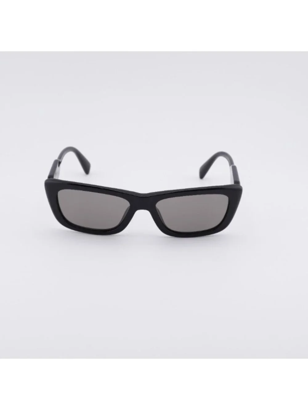 Miu Miu MU B12S 16K80Q Sunglasses Glossy Black Rectangle Frame, Dark Grey Lenses